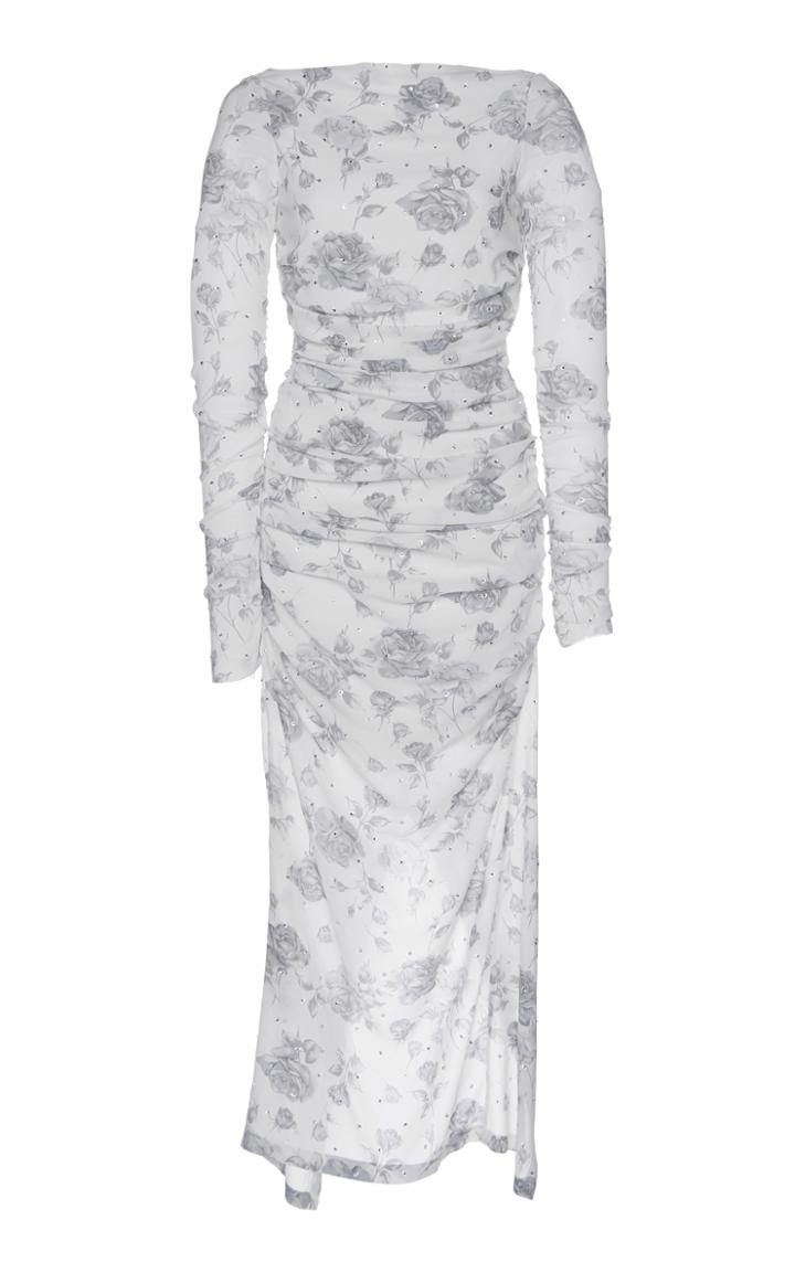 Alessandra Rich Crystal Georgette Midi Dress