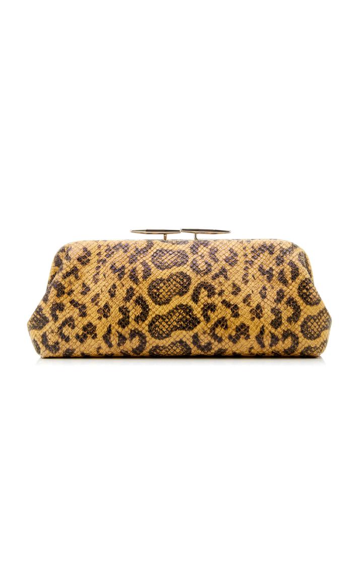 Little Liffner Oyster Printed Lizard-effect Leather Clutch