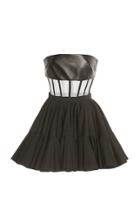Moda Operandi David Koma Strapless Cutout Pleated Leather Dress Size: 8