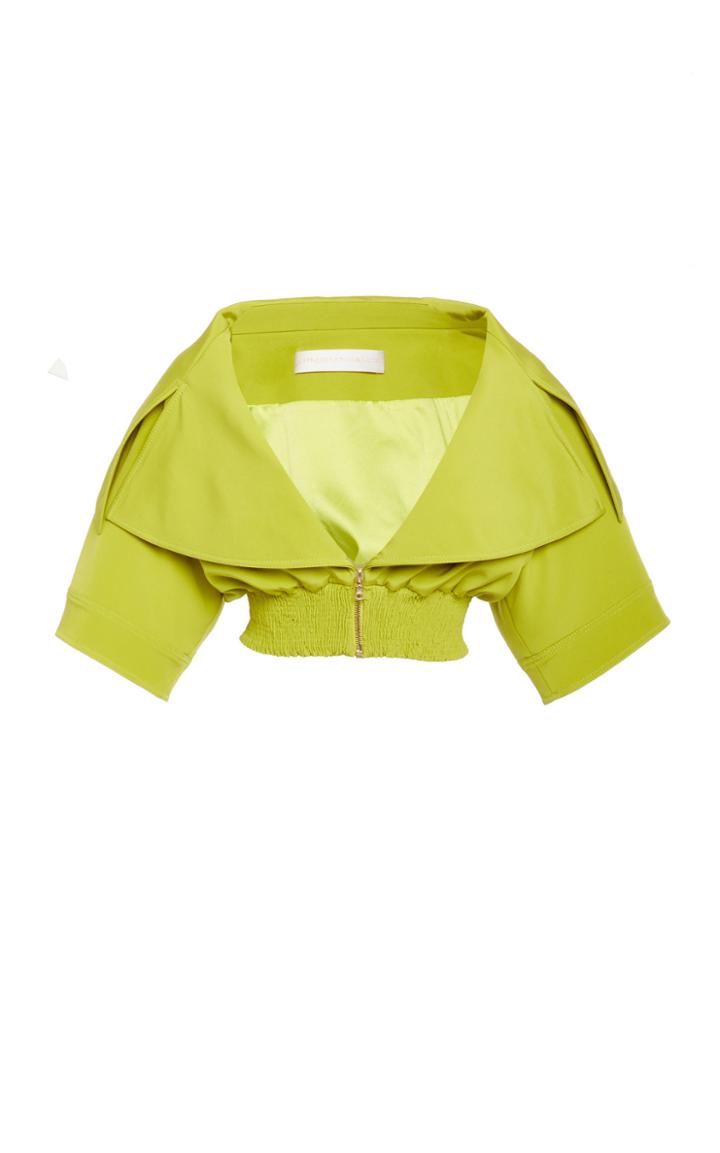 Christian Siriano Short Sleeve Crepe Bomber Jacket