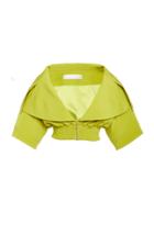 Christian Siriano Short Sleeve Crepe Bomber Jacket