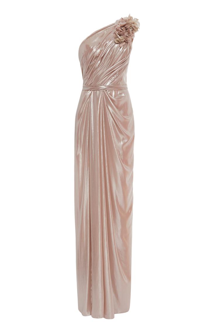 Marchesa One Shoulder Metallic Gown