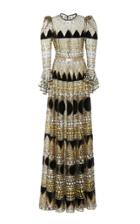 Naeem Khan Ruffled Long Sleeve Gown