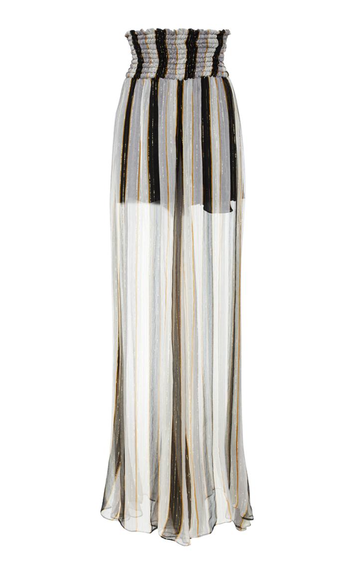 Caroline Constas Sheered Metallic Striped Pant