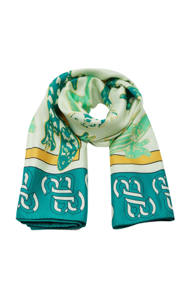 Brandon Maxwell Lizard Print Silk Scarf