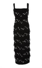 Lela Rose Embroidered Wool-blend Dress