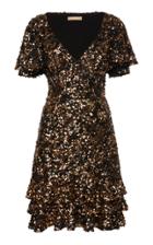 Michael Kors Collection Sequin Silk-blend Tiered Ruffle Dress