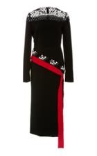 Bibhu Mohapatra Long Sleeve Crystal Embroidered Midi Dress