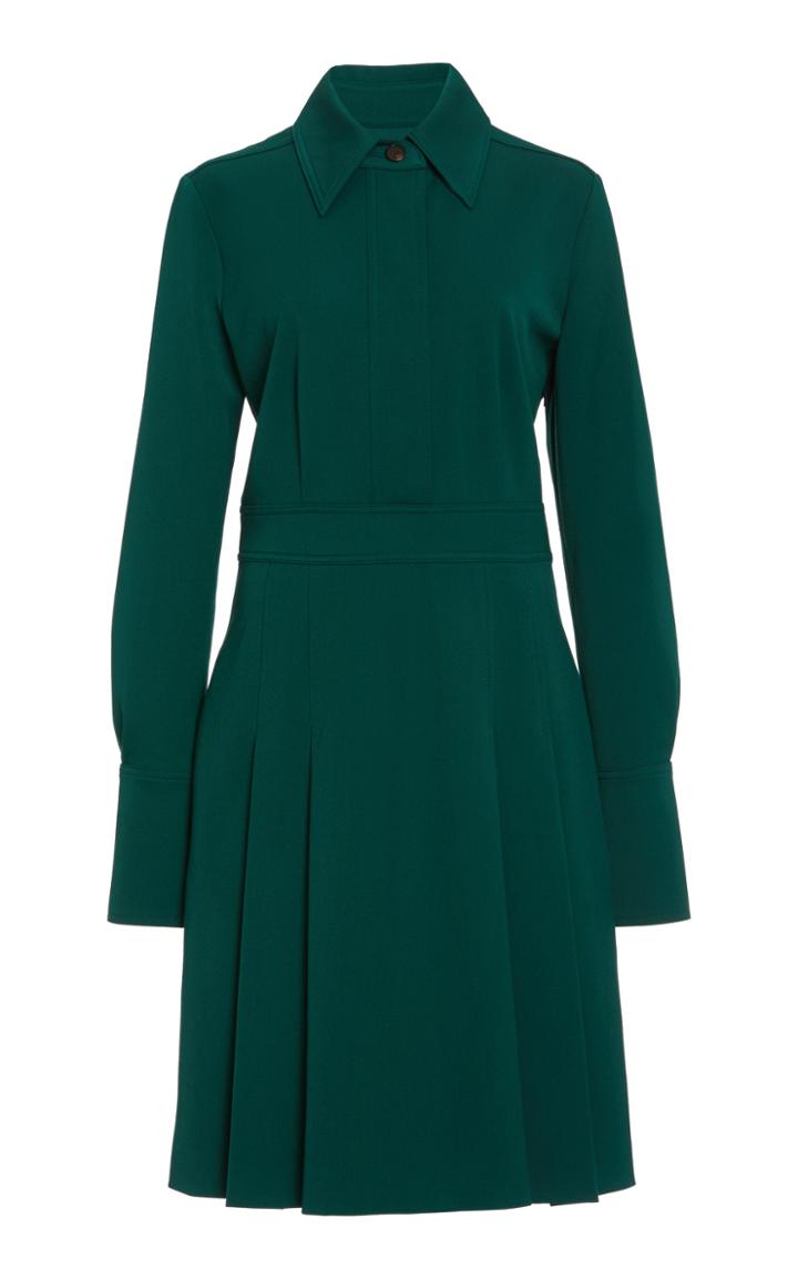 Victoria Victoria Beckham Pleated Crepe Midi Shirt Dress