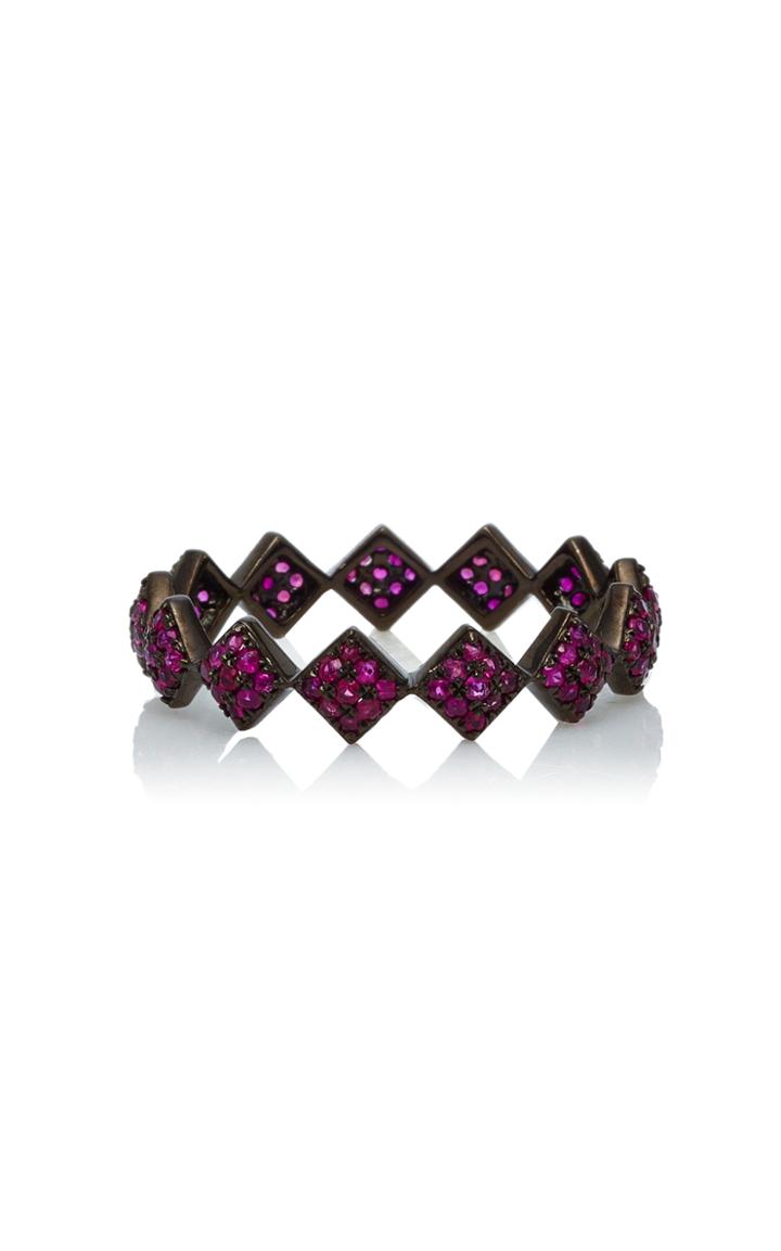 Ofira 18k Black Gold Ruby Tattoo Band Ring