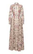 Moda Operandi Lena Hoschek Bellevue Lace-trimmed Floral Cotton Maxi Shirt Dress