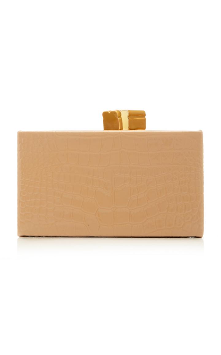 Edie Parker Jean Croc-effect Patent Leather Clutch