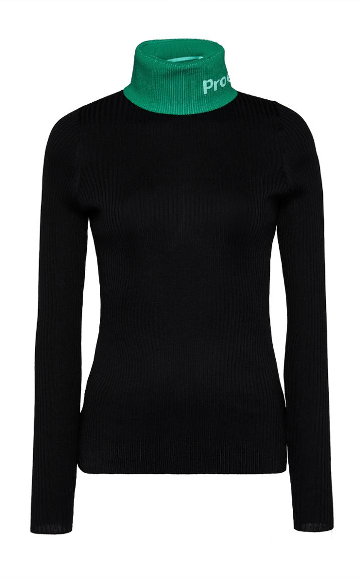 Proenza Schouler Pswl Logo-intarsia Ribbed Cotton-blend Turtleneck Sweater
