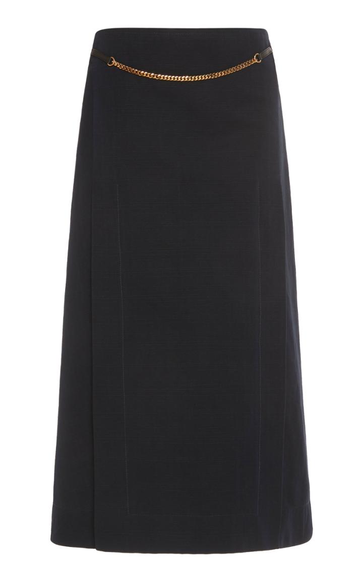 Victoria Beckham Chain-embellished Linen-blend Midi Skirt