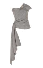 Oscar De La Renta Check-patterned Strapless Silk Blouse Size: 0