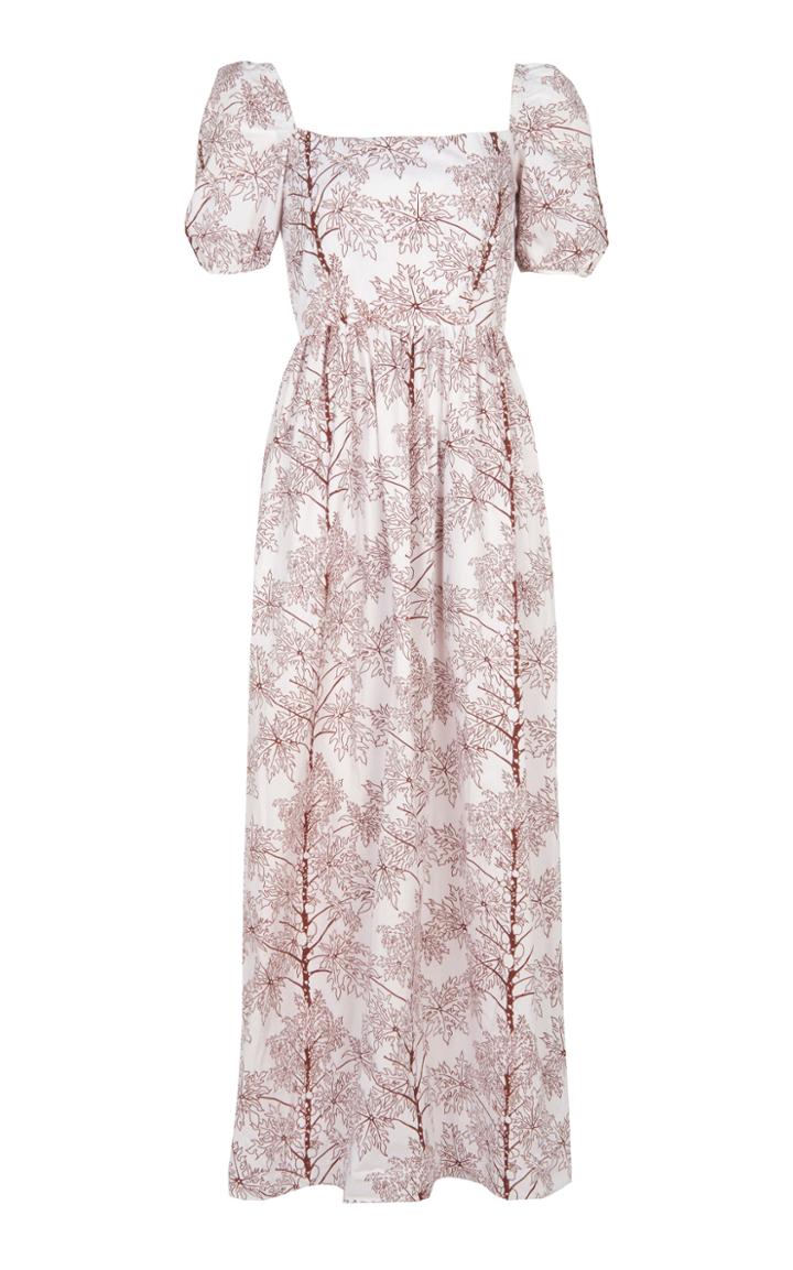 Moda Operandi Coco Shop Printed Cotton Puff-sleeve Maxi Dress