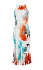 Christian Siriano Watercolor Halter Silk Dress