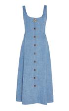 Moda Operandi Adam Lippes Denim Scoop Neck Flare Dress Size: 4