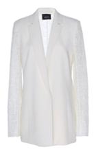 Akris Embroidered Lace-accented Wool Blazer