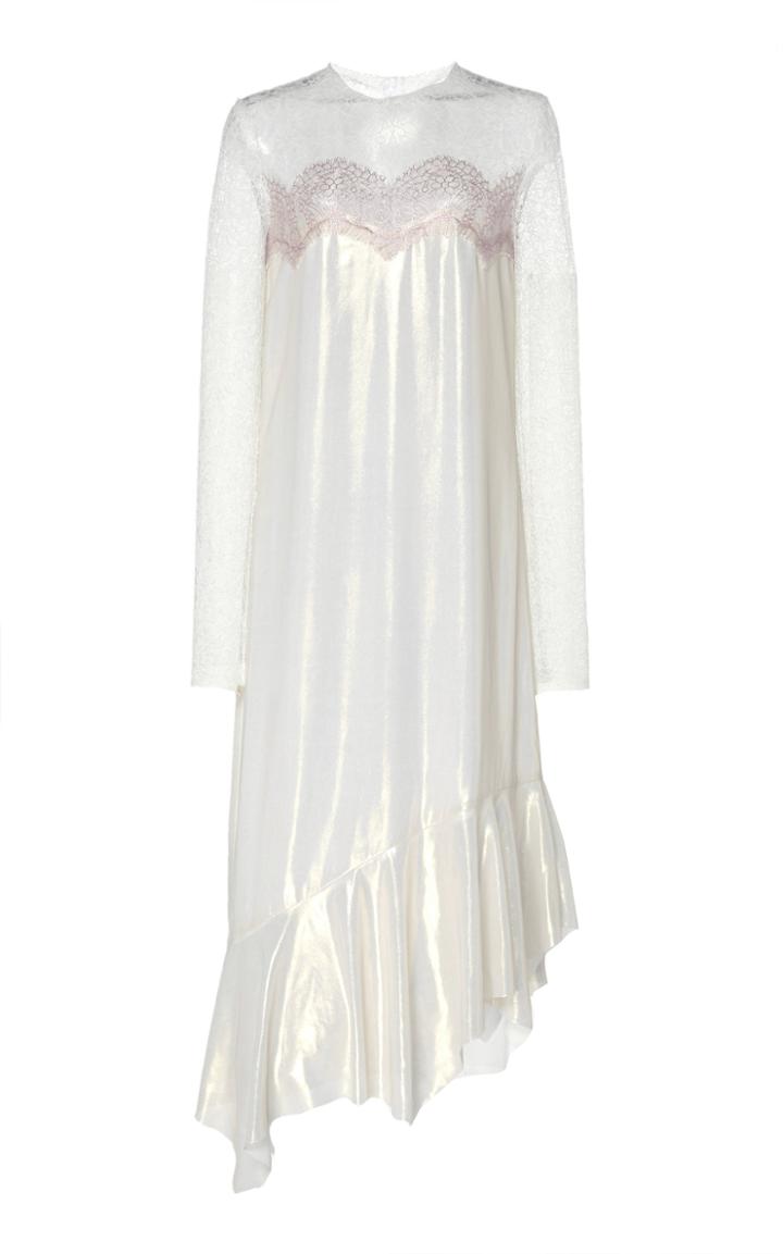 Anas Jourden Lace-trimmed Lam Midi Dress