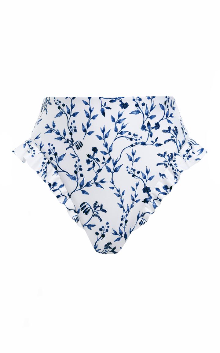 Moda Operandi Agua By Agua Bendita Jengibre Ruffled Acacias-print Bikini Bottom