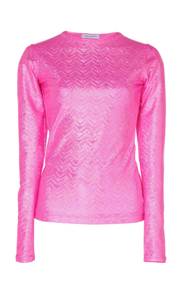 Saks Potts Saya Shimmer Stretch-knit Blouse