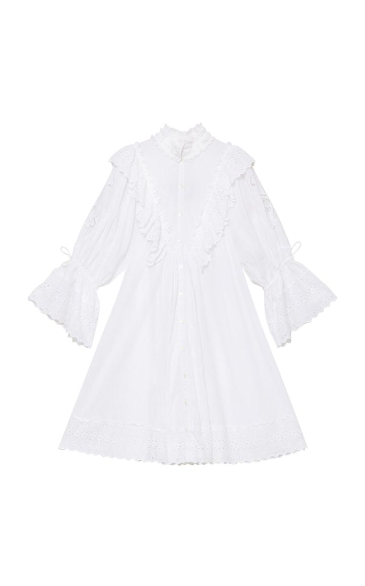 Moda Operandi Bytimo Ruffled Broderie Anglaise Slub Cotton Mini Dress