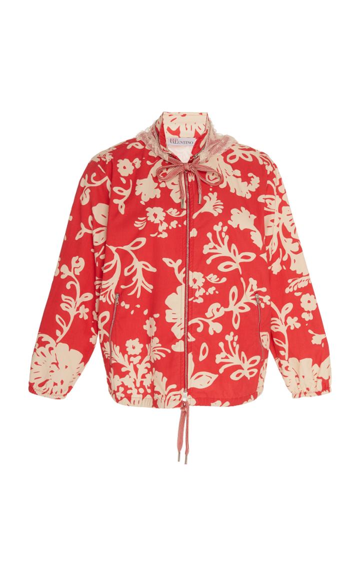 Moda Operandi Red Valentino Floral-print Poplin Track Jacket Size: 38