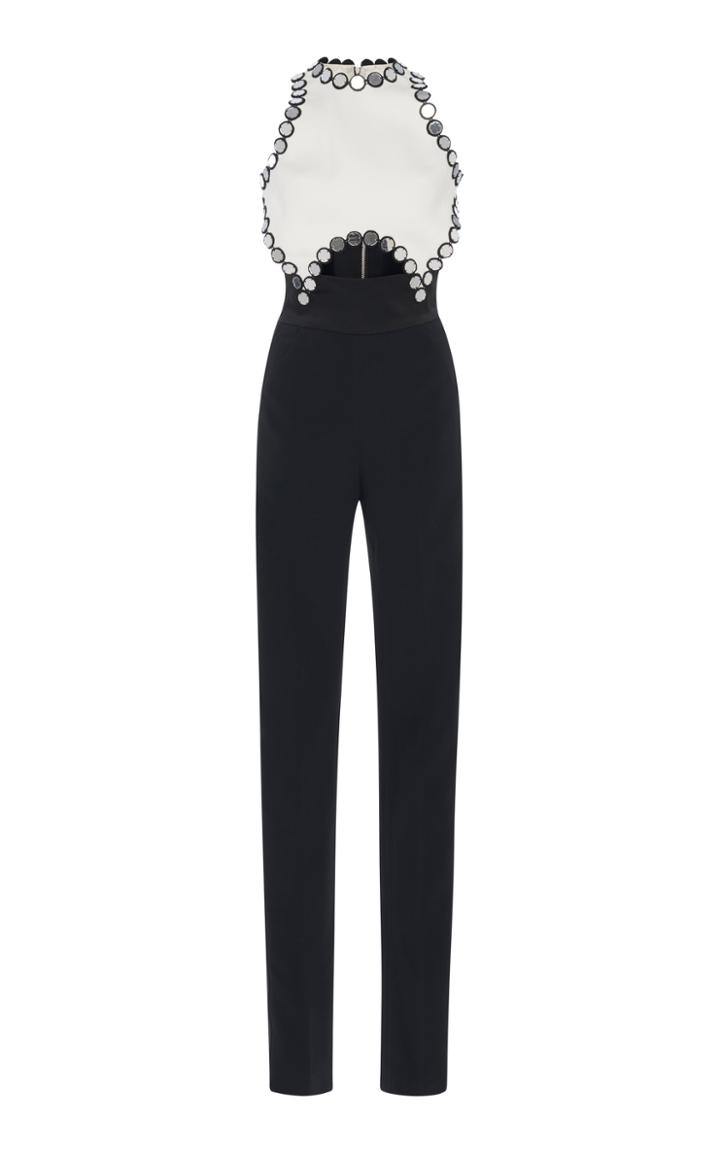 David Koma Circle-trimmed Crepe De Chine Jumpsuit