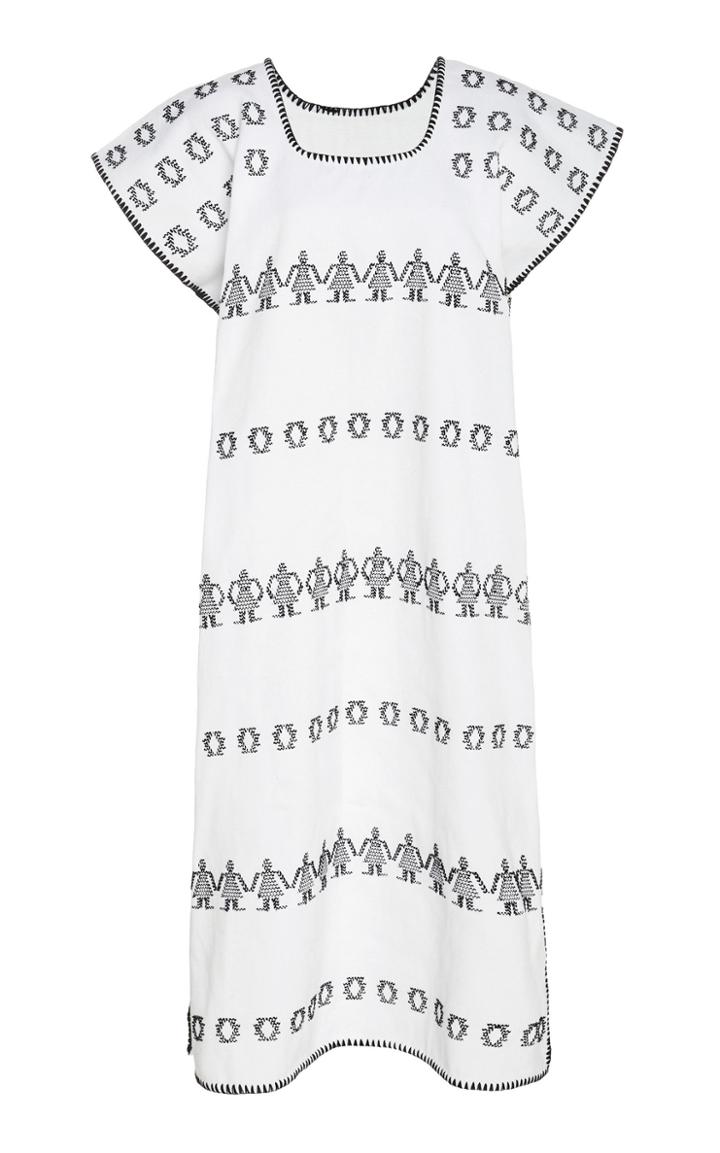 Pippa Holt White And Black Cotton Midi Caftan