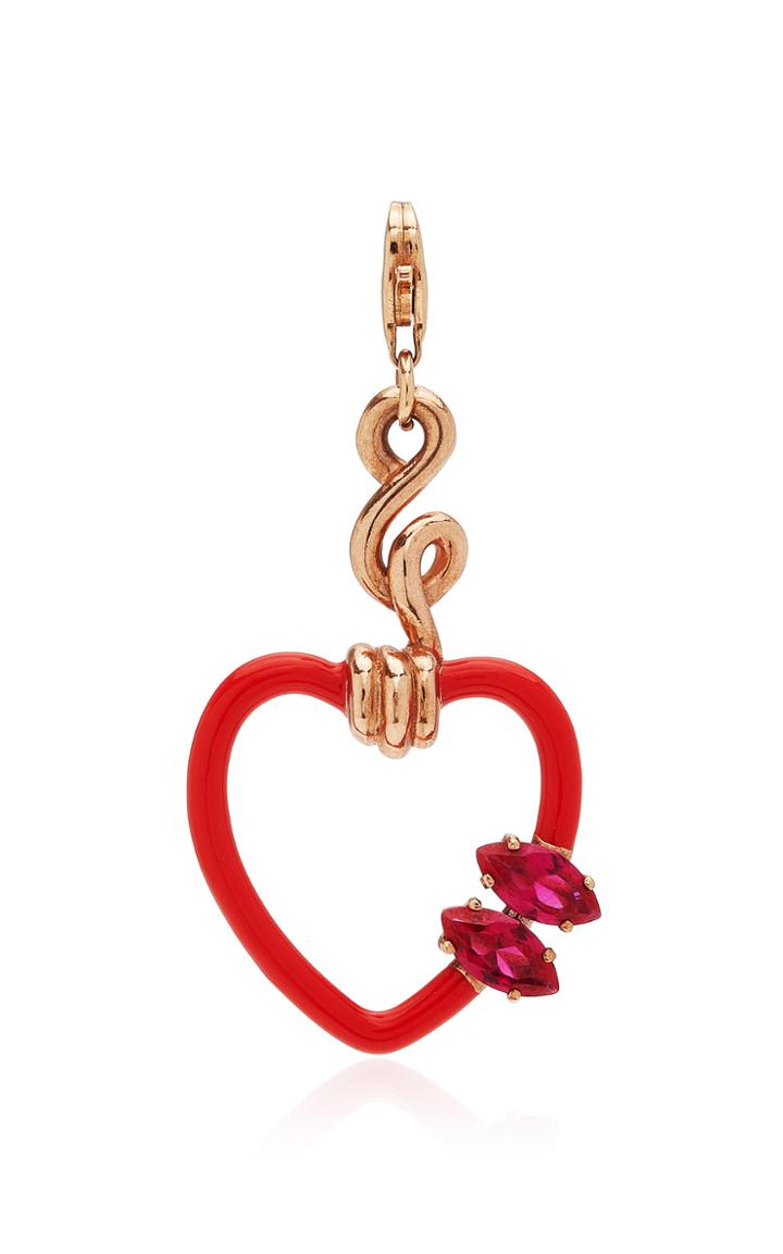 Moda Operandi Bea Bongiasca 9k Rose Gold Red Enamel Heart Charm
