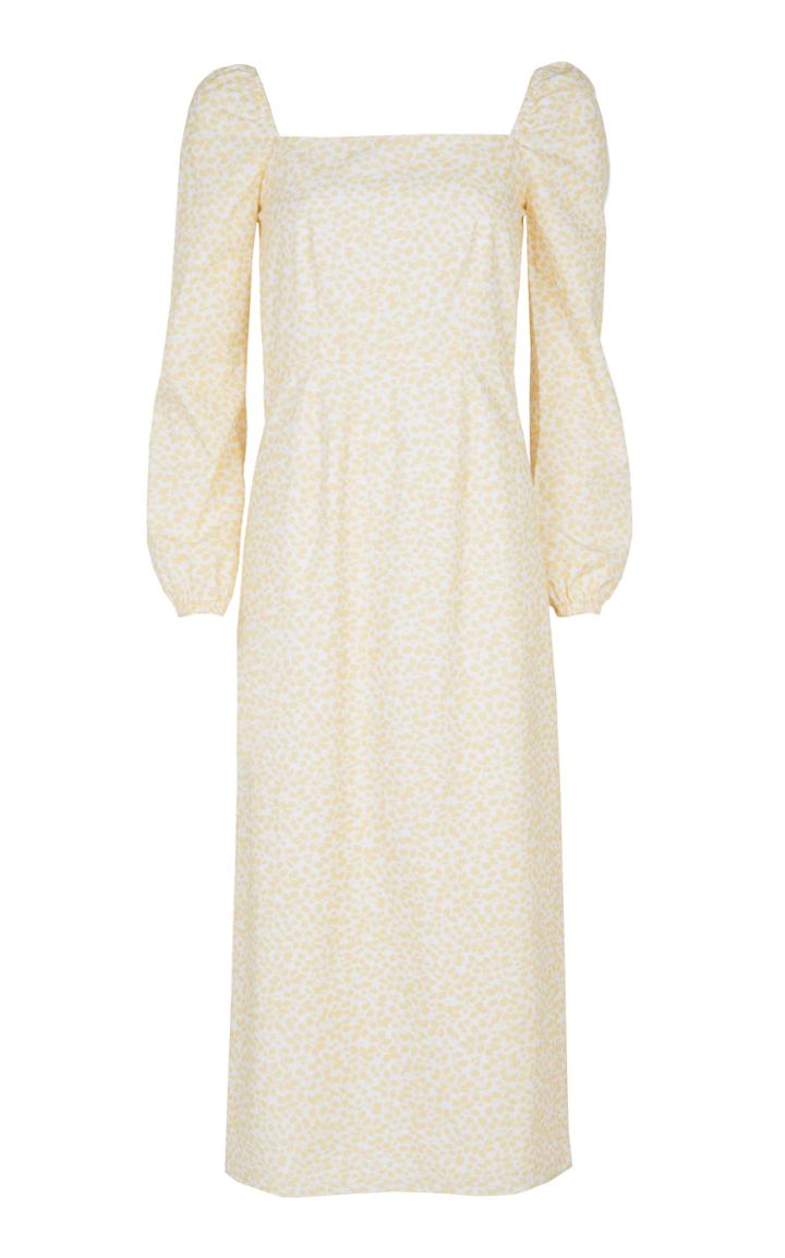 Moda Operandi Coco Shop Puff-sleeve Printed Cotton Midi Dress