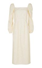 Moda Operandi Coco Shop Puff-sleeve Printed Cotton Midi Dress