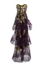 Marchesa Tiered Embroidered Tulle Gown
