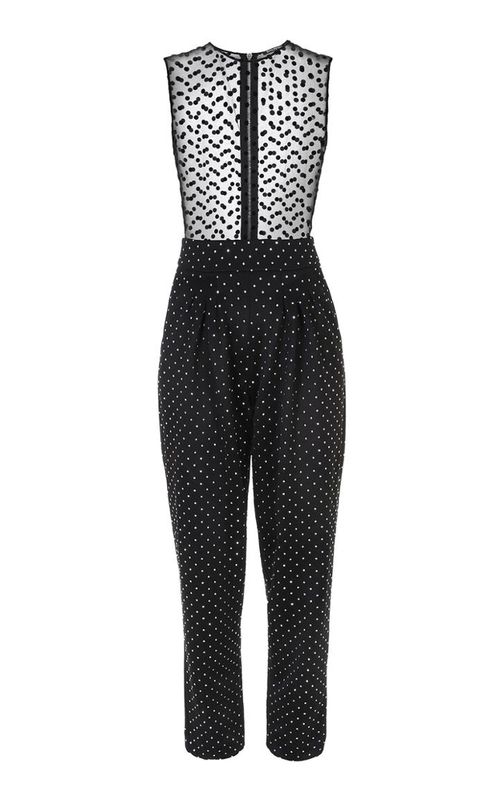 Balmain Sleeveless Swiss-dot Jumpsuit