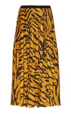 Adam Lippes Pleated Tiger Print Midi Skirt