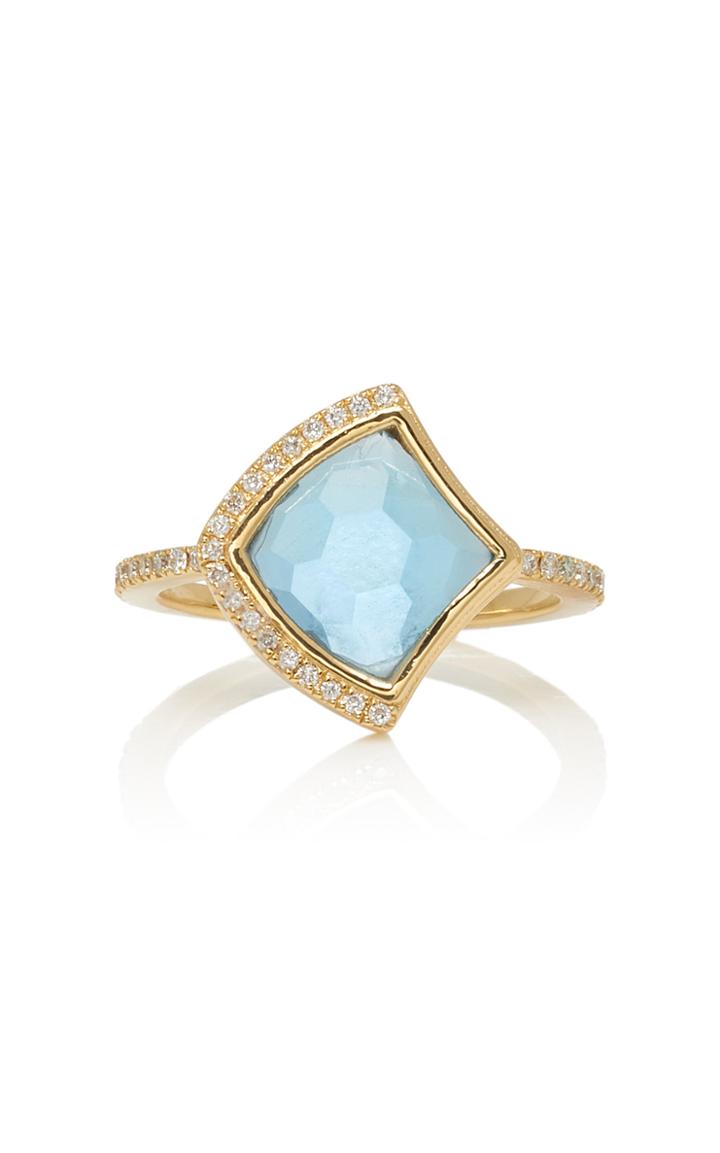 Noush Jewelry Kashan Large Single Blue Topaz Ring
