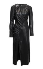 Lake Studio Ruched Lacquered Crepe Midi Dress