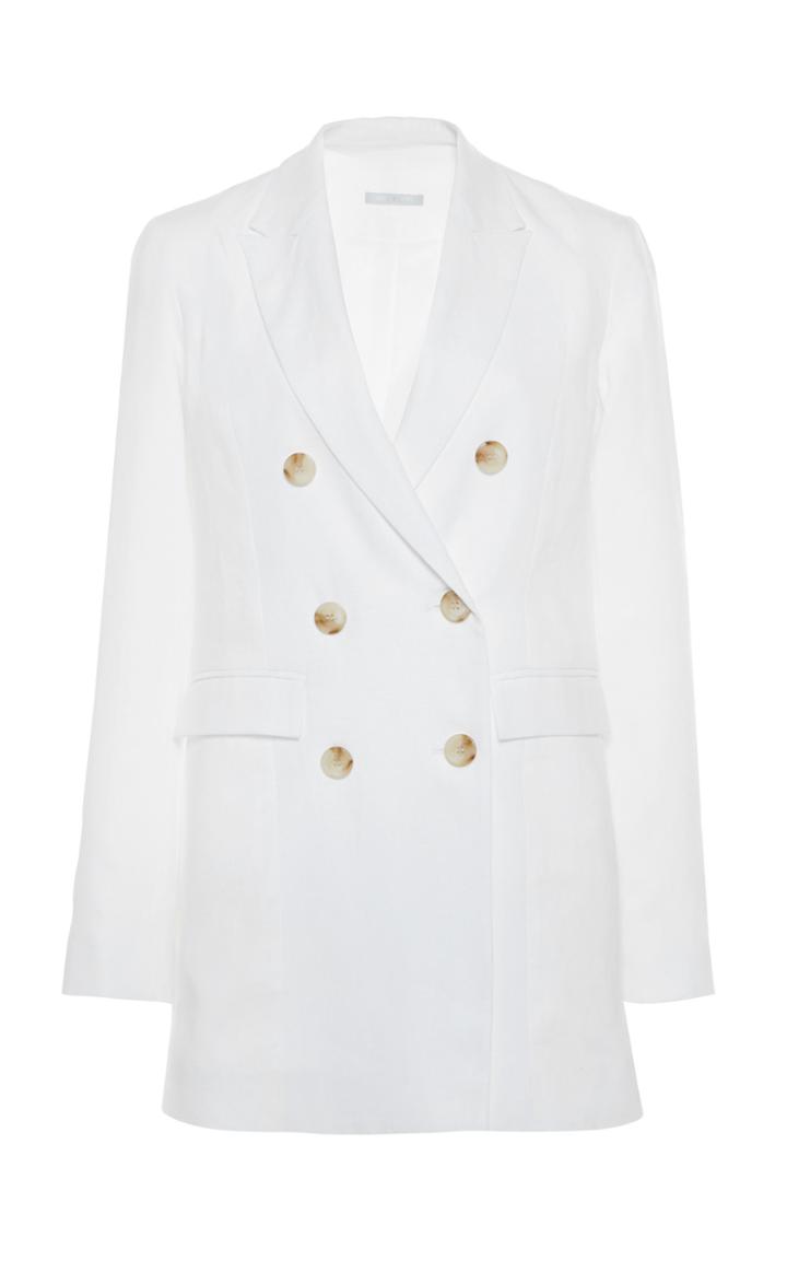 Moda Operandi White Story Bea Z Linen Double-breasted Blazer Size: 8