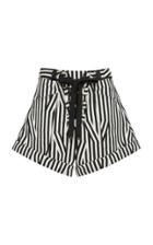 Self Portrait Lace-up High-rise Striped Shorts