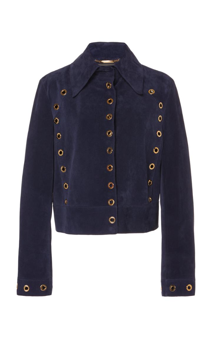 Alberta Ferretti Eyelet-embellished Suede Jacket