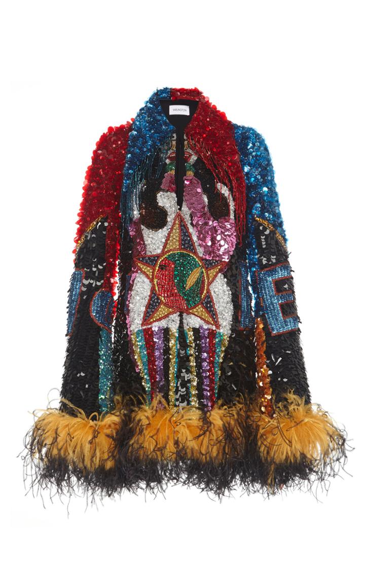 16arlington Michelle Embellished Feather Trim Mini Dress