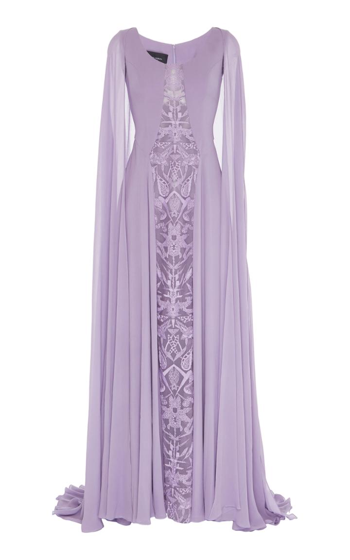 Georges Hobeika Draped Sleeves And Cape Dress
