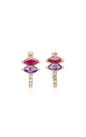 Carolina Neves 18k White Gold, Amethyst, Ruby And Diamond Earrings