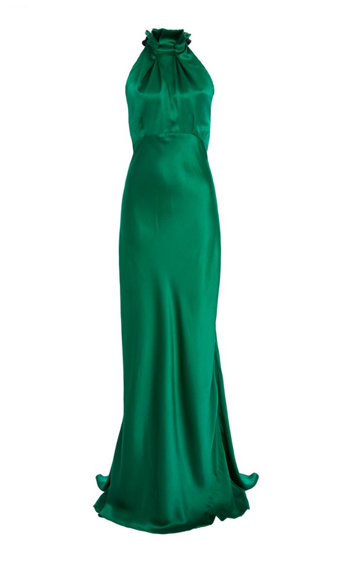 Saloni Michelle Silk High Neck Dress