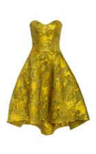 Romona Keveza Strapless Antique Brocade Cocktail Dress
