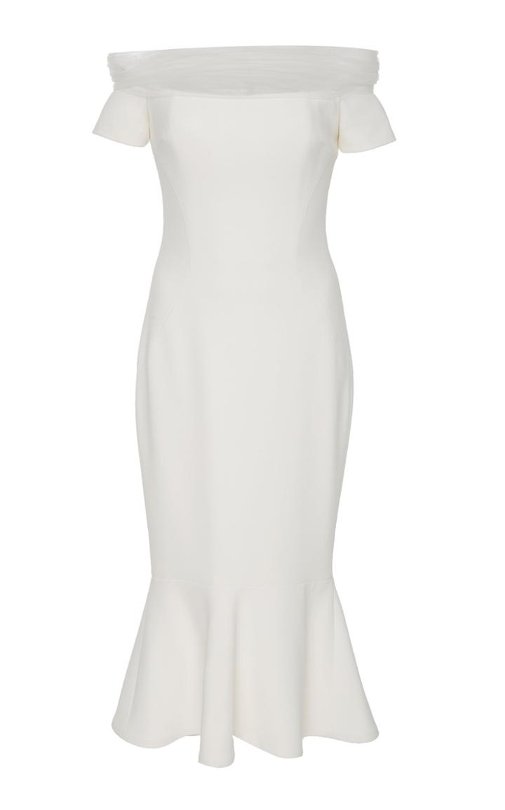 Pamella Roland Stretch Crepe Off The Shoulder Dress