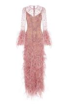 Rachel Gilbert Eris Hand Embroidered Long Sleeve Gown