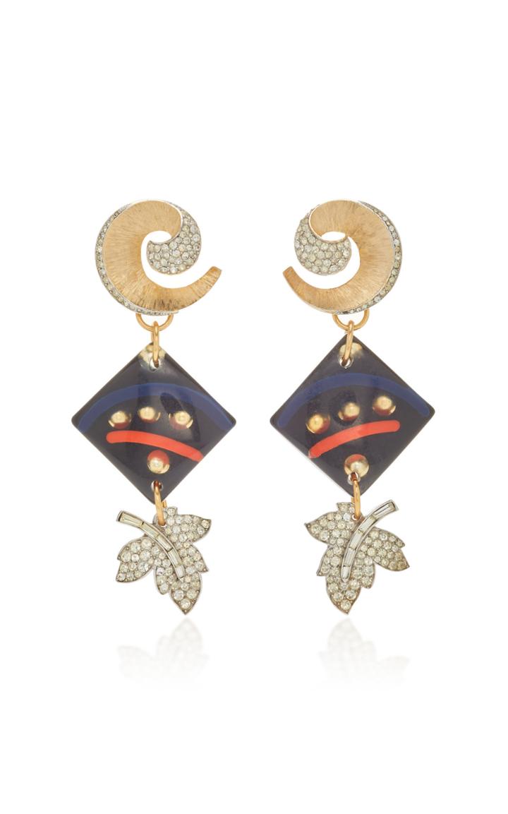 Lulu Frost One-of-a-kind Crystal Leaf Drop Earring