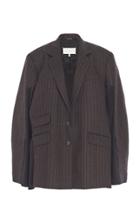 Moda Operandi Maison Margiela Cape-effect Striped Wool Blazer Size: 36